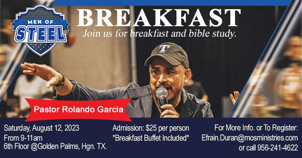 Original flyer for Breakfast with Pastor Rolando Garcia